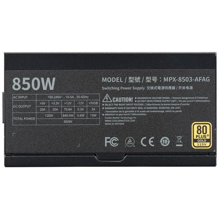 Cooler Master MWE Gold 850 V3 ATX 3.1 Full Modular 80PLUS GOLD 850W...