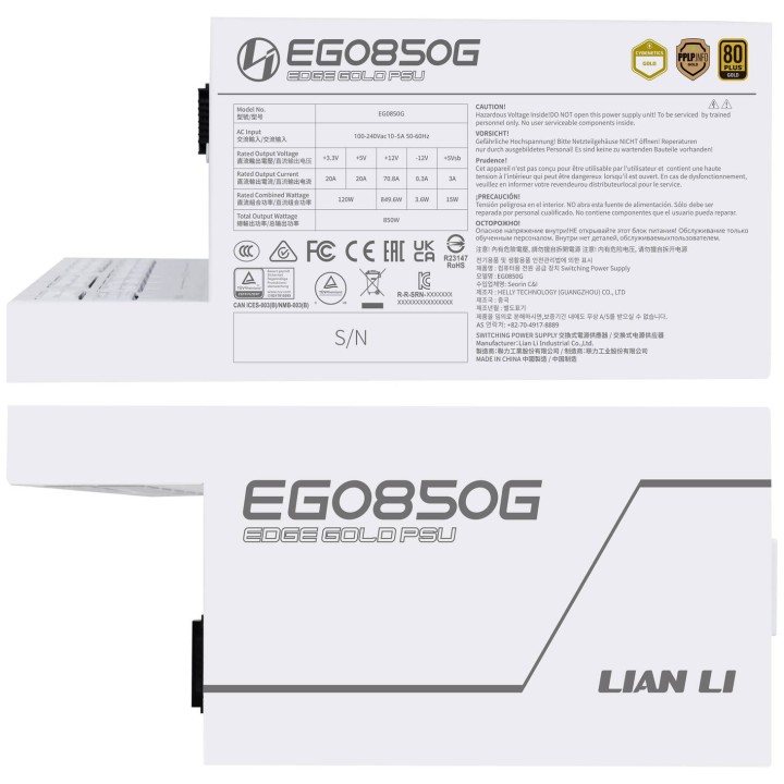 Lian Li Edge 850 80PLUS GOLD 850W (White) Entre 800 W et 899 W Lian...