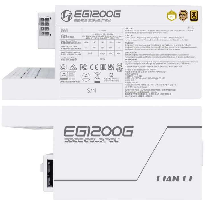 Lian Li Edge 1200 80PLUS GOLD 1200W (White) - With Hub Plus de 900 ...