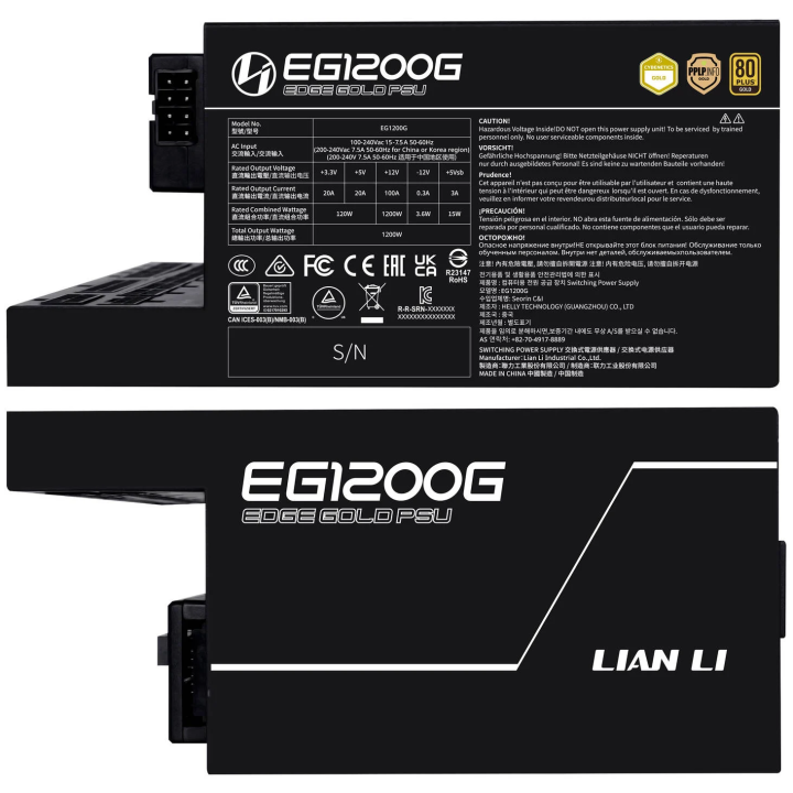 Lian Li Edge 1200 80PLUS GOLD 1200W (Black) - With Hub Plus de 900 ...