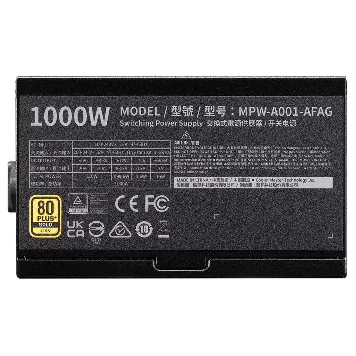 Cooler Master Elite Gold 1000 Full Modular ATX 3.1 Plus de 900 W Co...