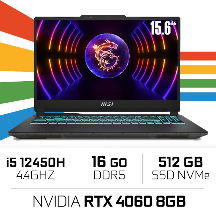 MSI CYBORG 15 A12VF i5-12450H/16GB/512GB SSD/RTX4060 8GB/15.6'' 144...