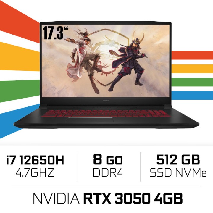MSI KATANA GF76 12UC-414XPL i7-12650H/8 Go/512 Go SSD/RTX3050 /17,3...