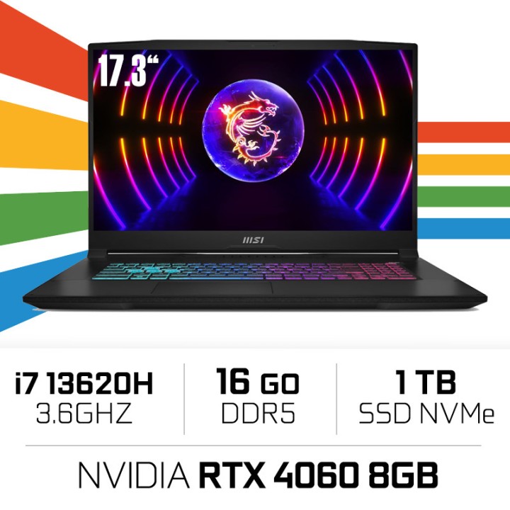 MSI KATANA 17 B13VFK i7-13620H/16 Go DDR5/1 To SSD/RTX4060 GB/17,3"...