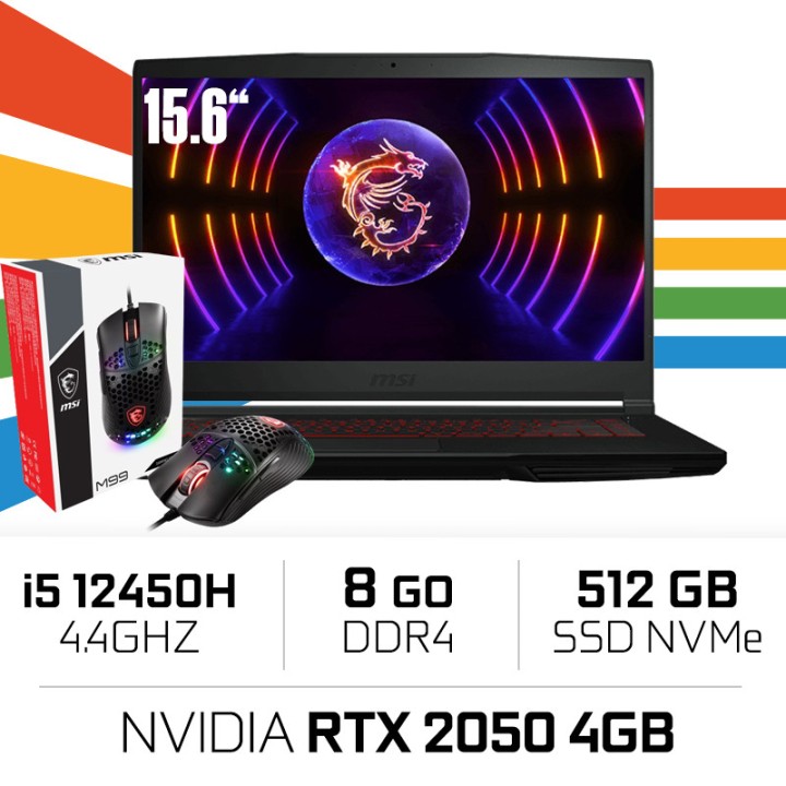 MSI GF63 12UCX THIN i5-12650H/8GB/512GB SSD/RTX2050 4GB/15.6'' Win1...