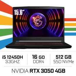 MSI GF63 12UC THIN i5-12450H/16GB/512GB SSD/RTX3050 4GB/15.6'' PC P...
