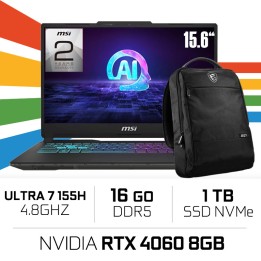 MSI CYBORG 15 AI-A1VFK ULTRA 7-155H /16GB DDR5/1TB SSD/RTX4060 8GB/...