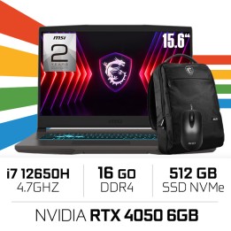 MSI Thin B12VE i7-12650H/16GB DDR4/512GB SSD/RTX4050 6GB/15.6'' 144...