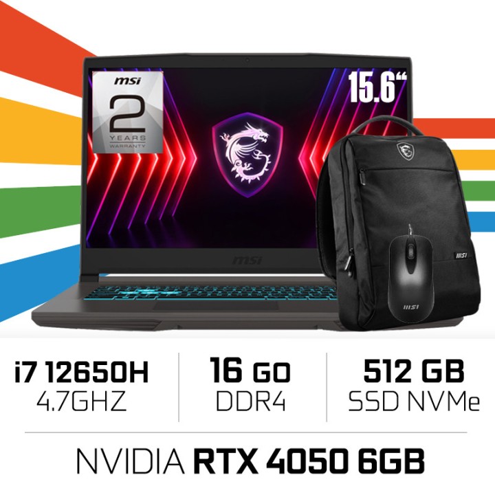 MSI Thin B12VE i7-12650H/16GB DDR4/512GB SSD/RTX4050 6GB/15.6'' 144...