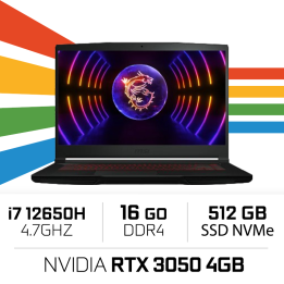MSI Thin GF63 12UC i7-12650H/16GB/512GB SSD/RTX3050 4GB/15.6'' PC P...