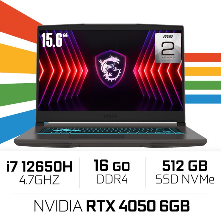 MSI Thin B12VE i7-12650H/16GB DDR4/512GB SSD/RTX4050 6GB/15.6'' 144Hz