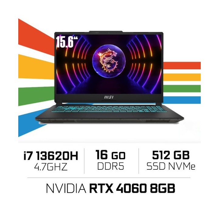 MSI CYBORG A13VF-1623XMA i7-13620H/16GB/512GB NVMe PCIe SSD Gen4/RT...