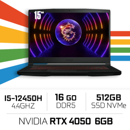 MSI GF63 12VE-016FR THIN i5-12450H/16GB/512GB SSD/RTX 4050 6GB/15.6...