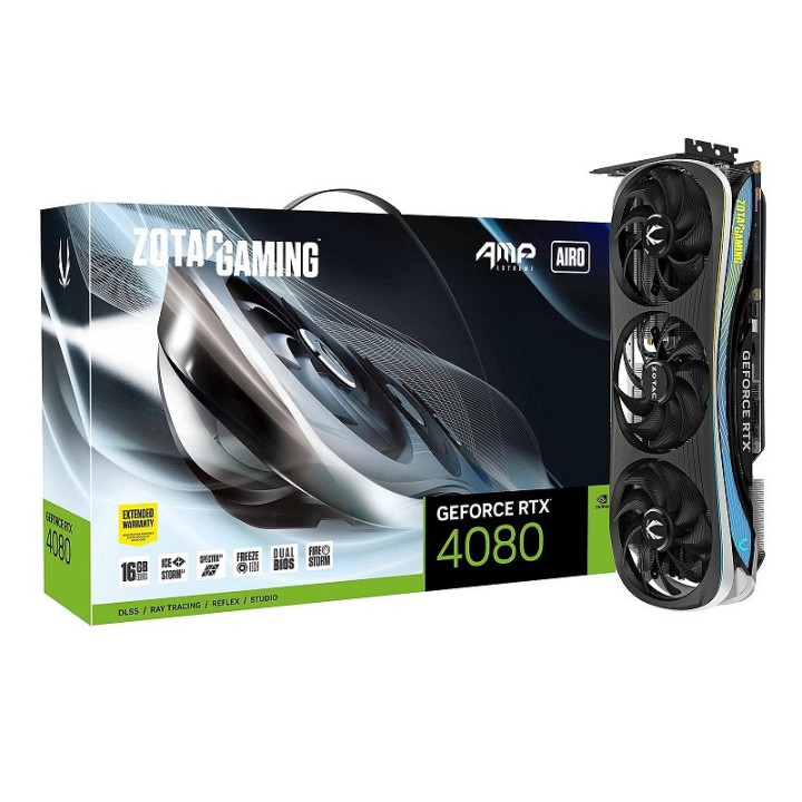 ZOTAC GeForce RTX 4080 AMP Extreme AIRO 16GB GDDR6X Cartes graphiqu...