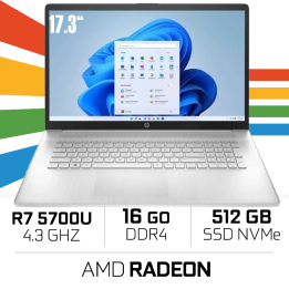 HP 17-cp0308nf AMD Ryzen 7 5700U / 16GB DDR4 / 512GB SSD / AMD Rade...