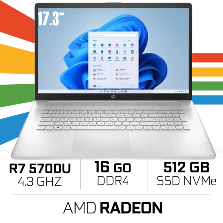 HP 17-cp0308nf AMD Ryzen 7 5700U / 16GB DDR4 / 512GB SSD / AMD Rade...