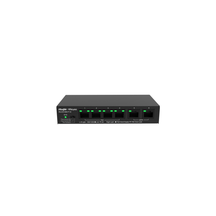 RG-ES106D-P V2, Commutateur de bureau non géré à 6 ports 10/100 Mbp...