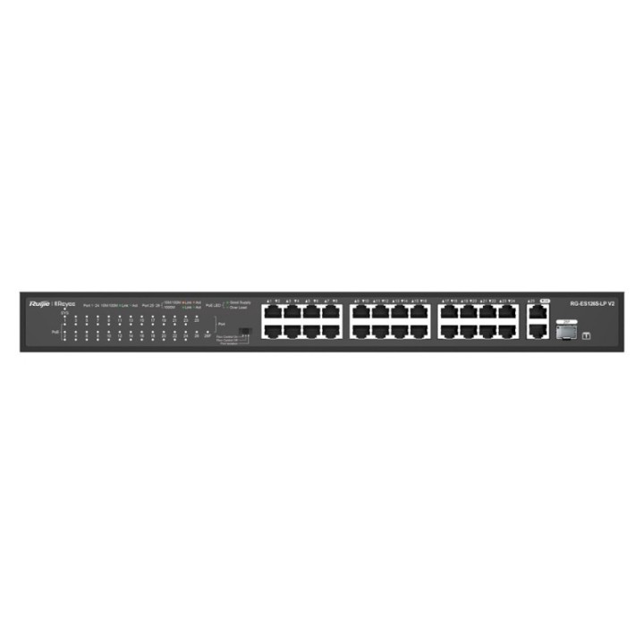 RUIJIE SWITCH 24P 10/100MBPS 2P-GB RACMOUNT POE RG -ES126S-LP/V2 Sw...