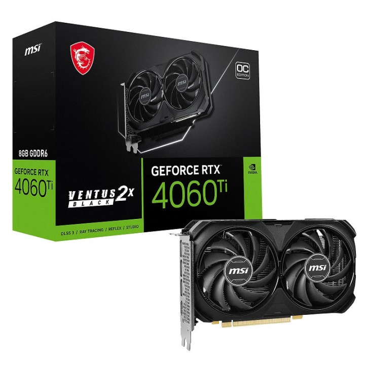 MSI GeForce RTX 4060 Ti VENTUS 2X BLACK OC 8GB GDDR6 Cartes graphiq...