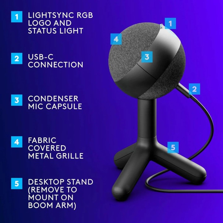 Logitech G Yeti Orb Noir Microphones Logitech Maroc