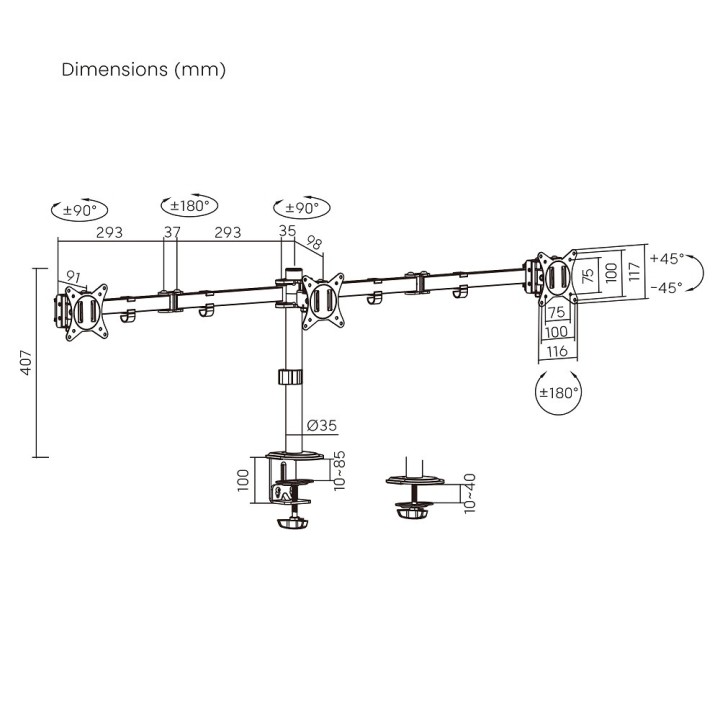 Ewent EW1513 13-27" Bras & Pied Ewent Maroc