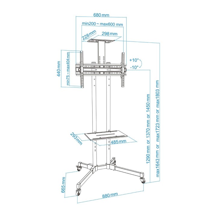 Tooq FS1470M-B Support TV à Roulettes 37 "-70" Bras & Pied TooQ Maroc