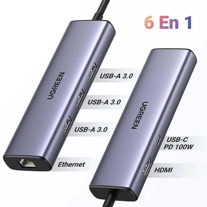 Ugreen Hub USB-C 6 en 1 Connectique Réseau 15598