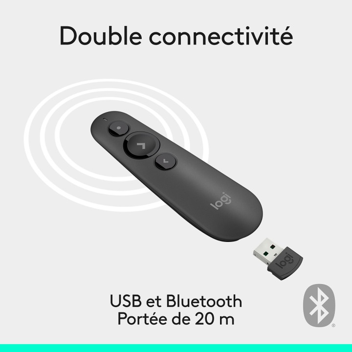 Logitech R500s Laser Presentation Remote (Graphite) Connectique Rés...