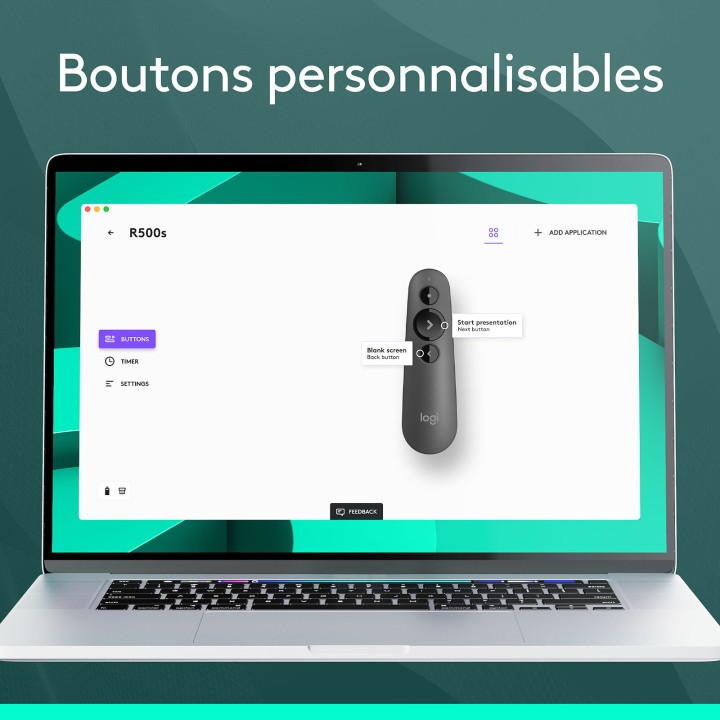 Logitech R500s Laser Presentation Remote (Graphite) Connectique Rés...
