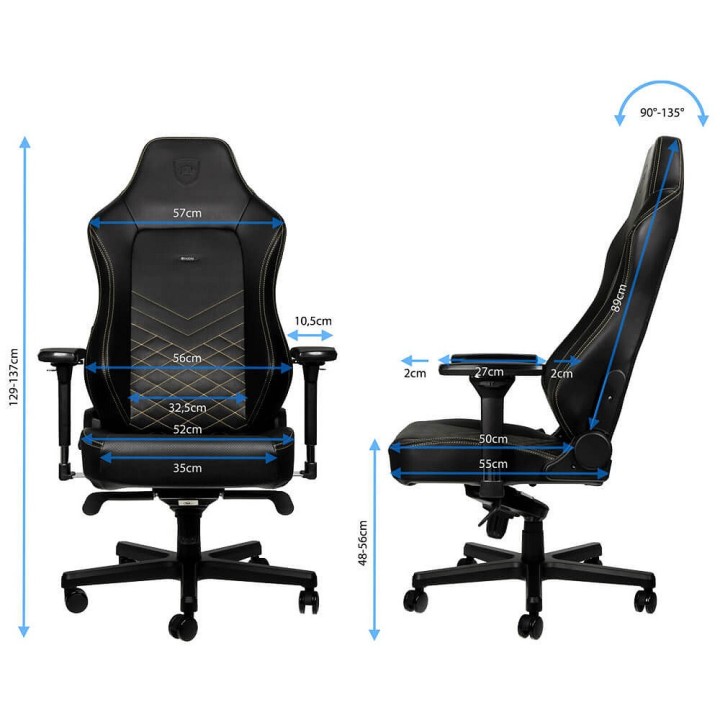 Noblechairs HERO Black/Gold Chaise gamer Noblechairs Maroc
