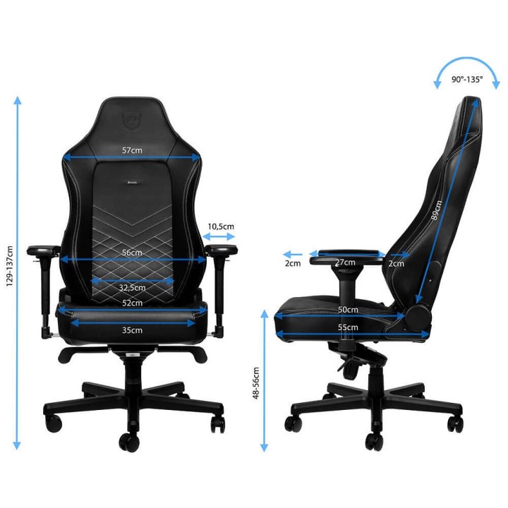 Noblechairs HERO Black/Platinum White Chaise gamer Noblechairs Maroc
