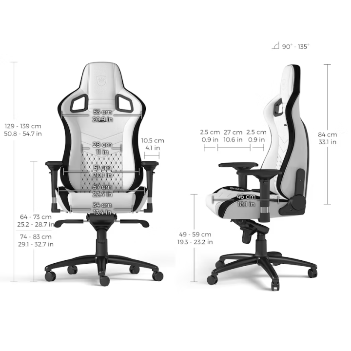 Noblechairs EPIC White/Black Chaise gamer Noblechairs Maroc
