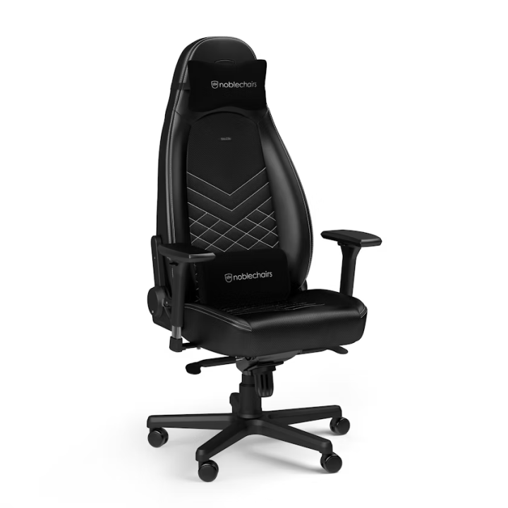 Noblechairs ICON Black/Platinum White Chaise gamer Noblechairs Maroc