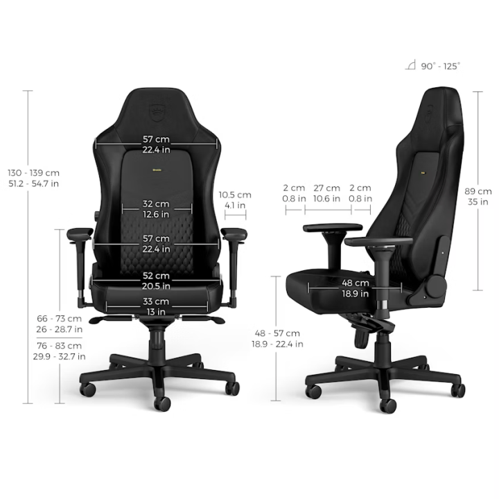 Noblechairs HERO Real Leather Black Chaise gamer Noblechairs Maroc