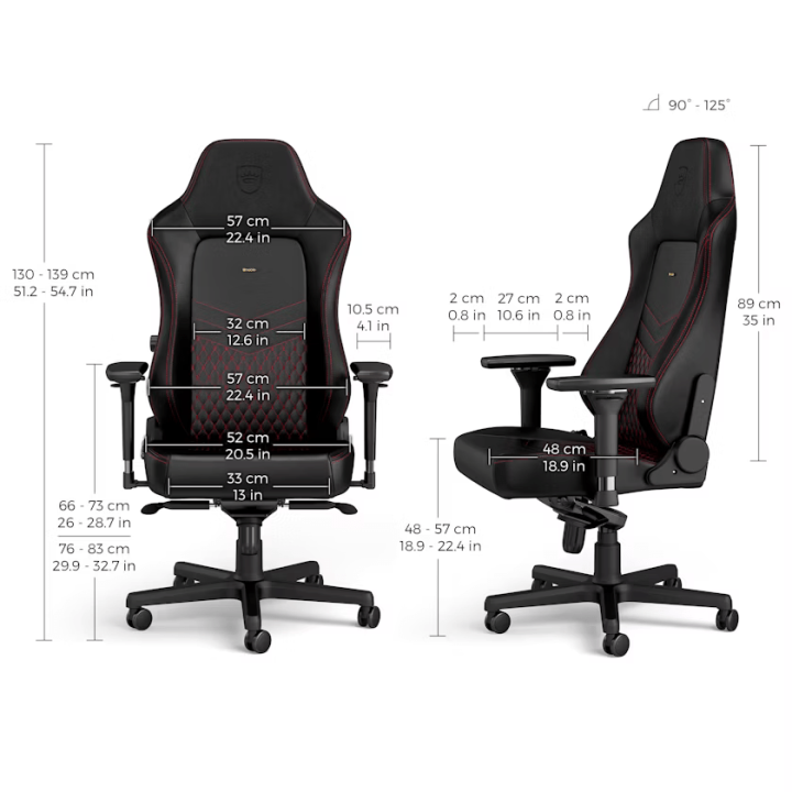 Noblechairs HERO Real Leather Black/Red Chaise gamer Noblechairs Maroc