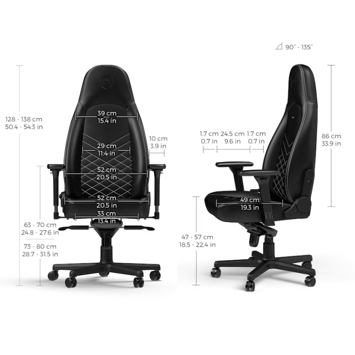 Noblechairs ICON Black/Platinum White Chaise gamer Noblechairs Maroc