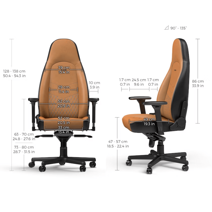 Noblechairs ICON Real Leather Cognac/Black Chaise gamer Noblechairs...