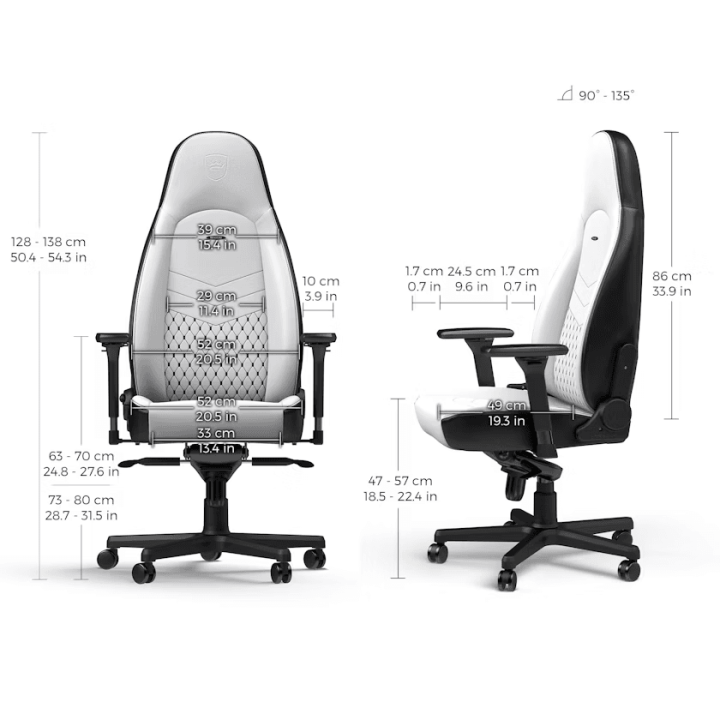 Noblechairs ICON White/Black Chaise gamer Noblechairs Maroc