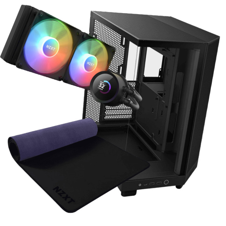NZXT H6 Flow Black + NZXT Kraken 240 RGB Black (NZXT MXP700 Black G...