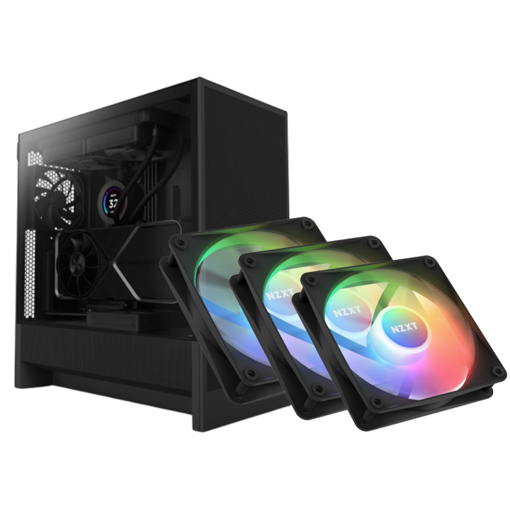 BUNDLE NZXT H5 Flow Black (2024) + 3 xNZXT F120 RGB Core (Black) BU...