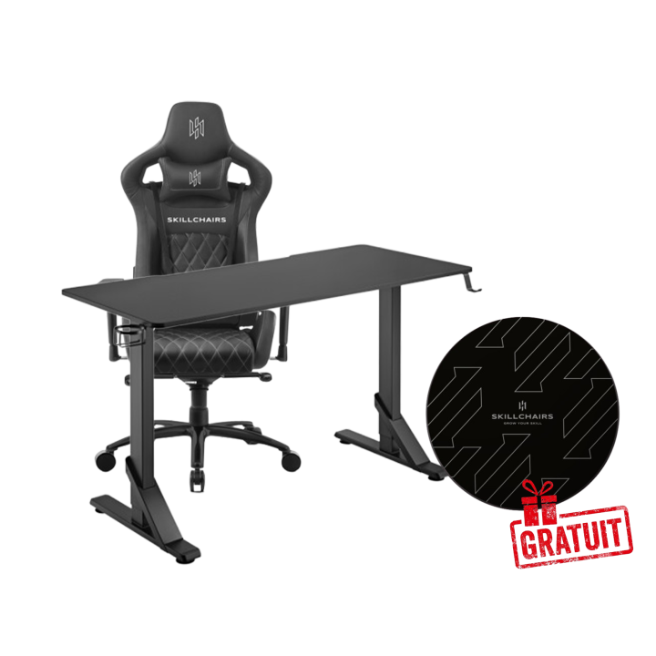 SKILLCHAIRS Throne Series Black/Black+SKILLDESK GMD3-140+SKILLCHAIR...