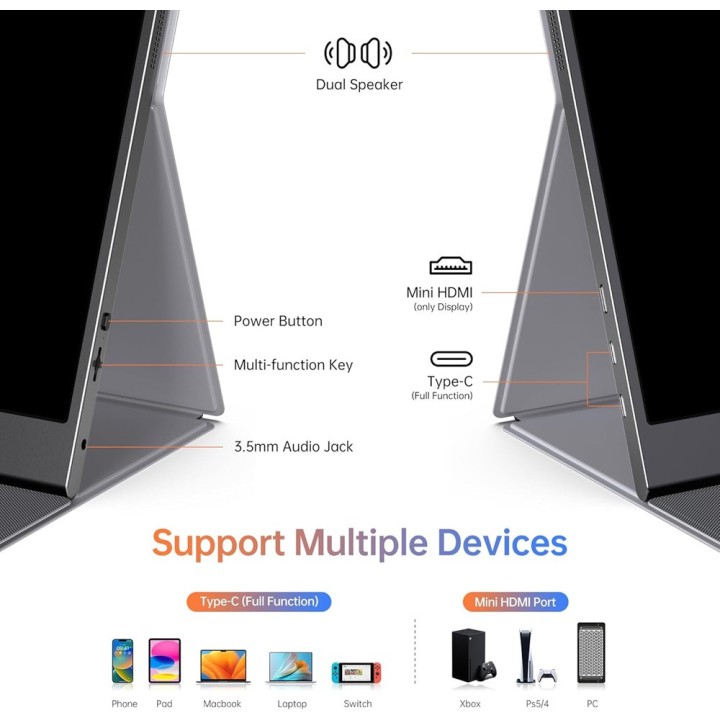 XTRMLAB F156P1 15.6" Moniteur portable Moniteurs portables XTRMLAB ...