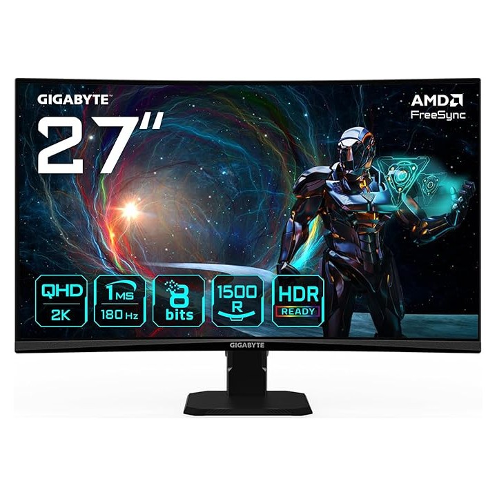 GIGABYTE GS27QCA 27" 180Hz 1ms 2K Curved Moniteurs Gamer Gigabyte M...