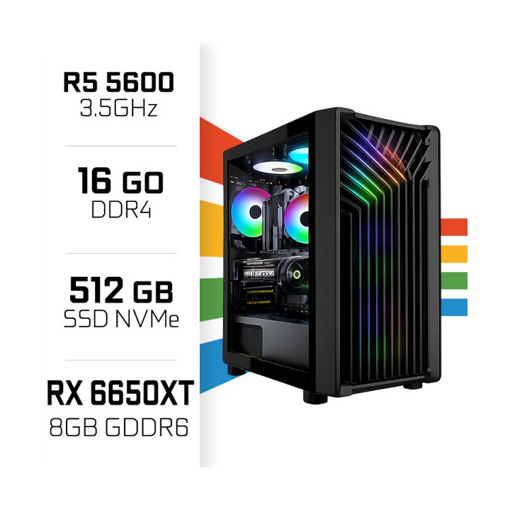 SETUP Gamer Essential R5 5600 RX6650XT + XGC-120 + X24G14IFF 144Hz ...