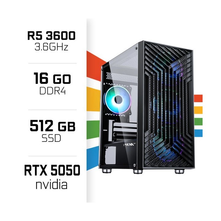 SETUP Gamer Essential R5 3600 RTX5050 + XGC-120 + X24G14IFF 144Hz S...