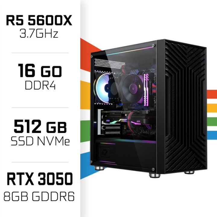 PC Gamer UltraPC Ryzen 5 5600X/16Go/512Go SSD/RTX3050 8Go AMD Ryzen...