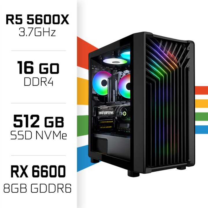 PC Gamer UltraPC Ryzen 5 5600X/16GB/512GB SSD/RX6600 8GB AMD Ryzen ...