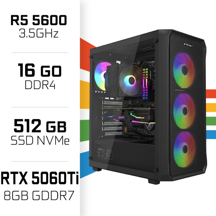 PC Gamer Ryzen 5 5600/16GB/512GB SSD/RTX5060Ti 8GB AMD Ryzen 5 Ultr...