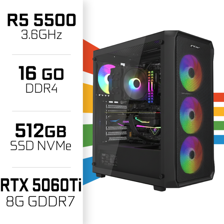 PC Gamer Ryzen 5 5500/16GB/512GB SSD/RTX5060Ti 8GB AMD Ryzen 5 Ultr...