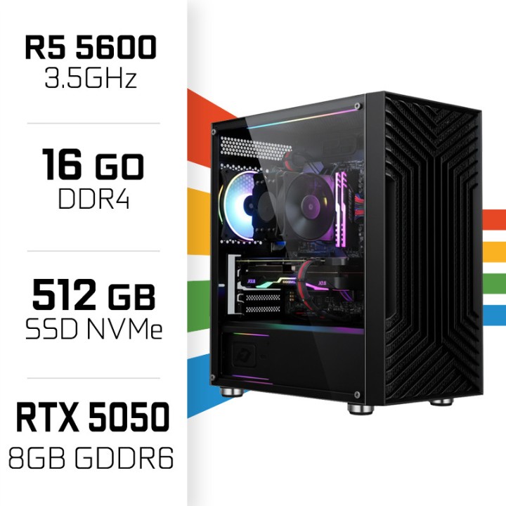 PC Gamer UltraPC Ryzen 5 5600/16Go/512Go SSD/RTX5050 8Go AMD Ryzen ...